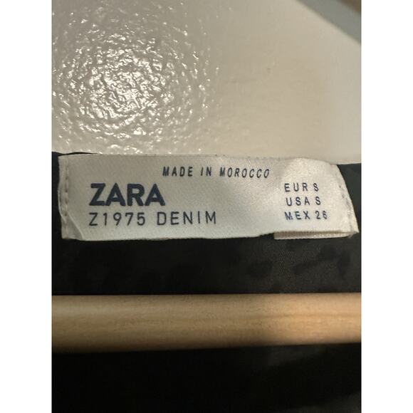 Zara Denim Empire Waist Dress Womens‎ S Animal Print Careerwear Leopard Cheetah - Picture 3 of 6